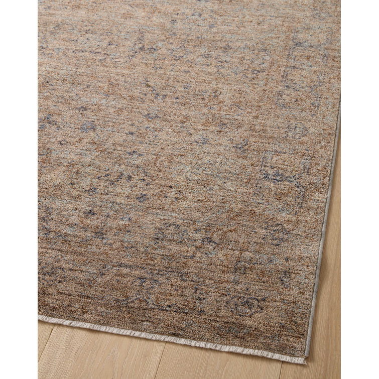 Taupe and Blue Rectangular Synthetic Area Rug 7'-10" x 10'-2"