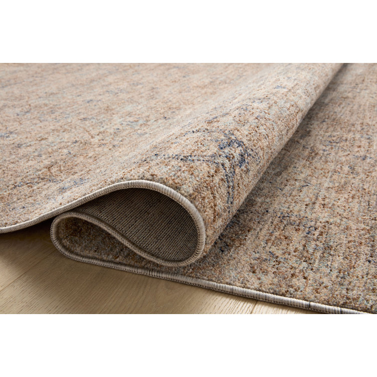Taupe and Blue Rectangular Synthetic Area Rug 7'-10" x 10'-2"
