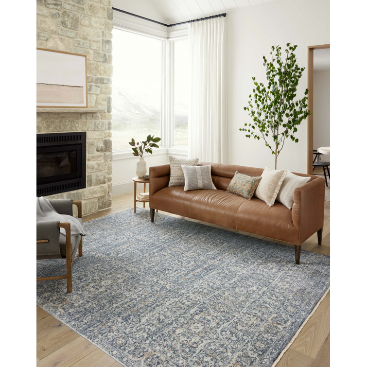 Round Denim Taupe Synthetic Traditional Rug, 7 ft 10 in