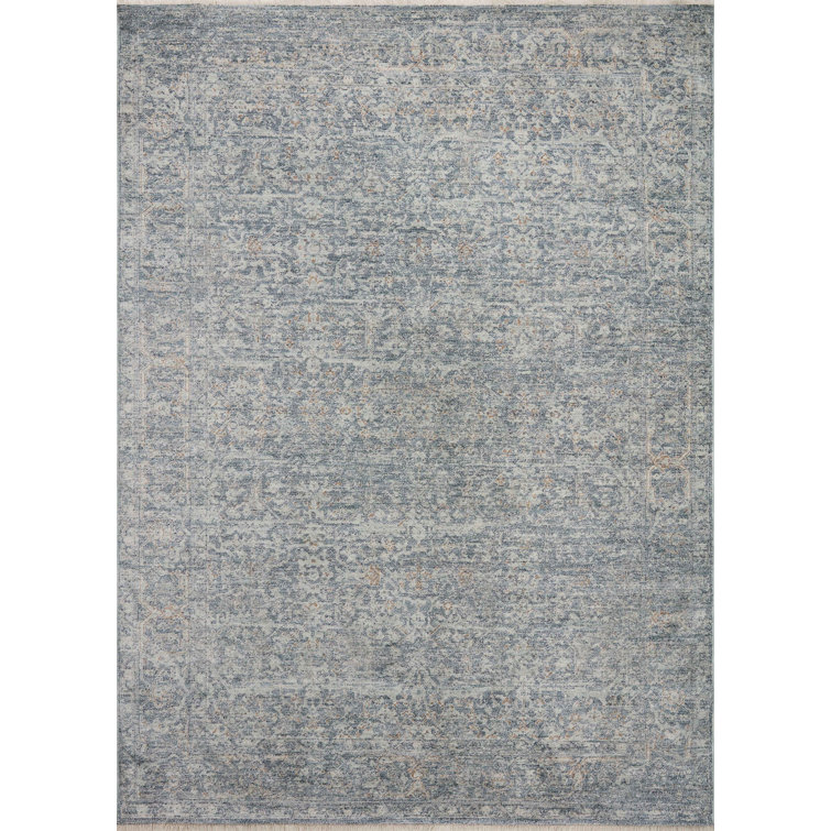 Blake Denim and Taupe Rectangular Synthetic Area Rug