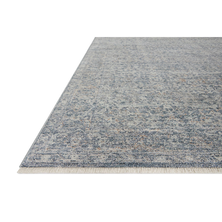 Blake Denim and Taupe Rectangular Synthetic Area Rug