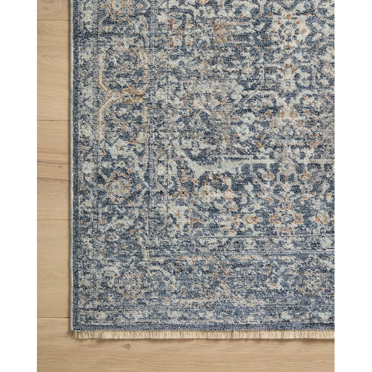 Blake Denim and Taupe Rectangular Synthetic Area Rug