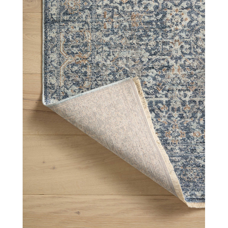 Blake Denim and Taupe Rectangular Synthetic Area Rug