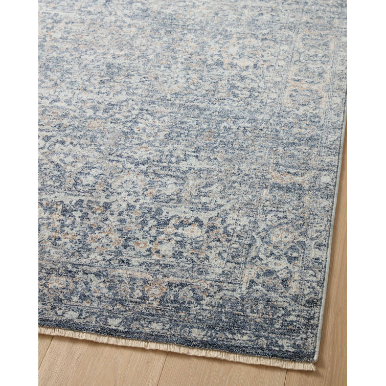 Blake Denim and Taupe Rectangular Synthetic Area Rug
