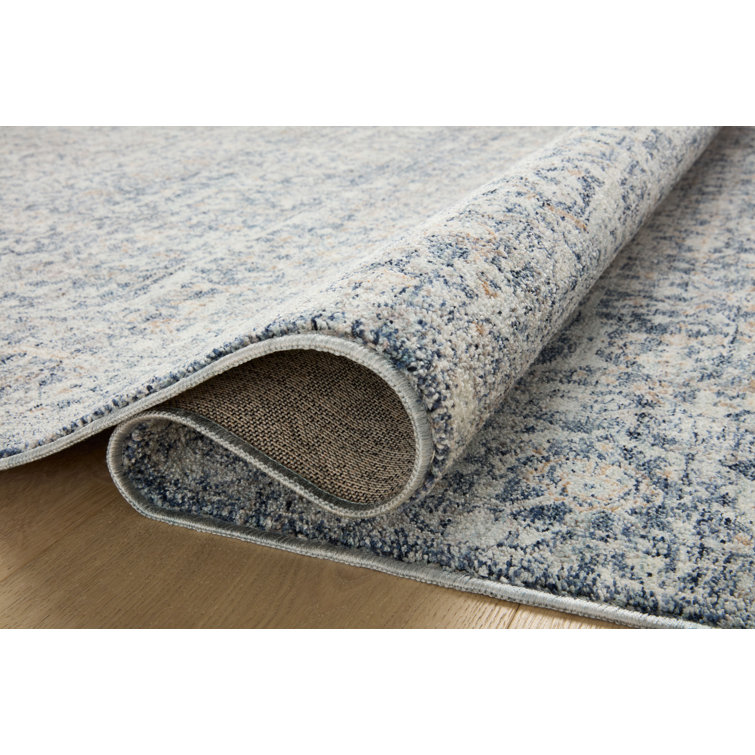 Blake Denim and Taupe Rectangular Synthetic Area Rug