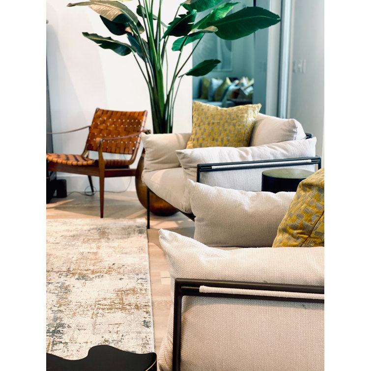 Nut Brown Aluminum Lounge Chair with Wheat Cushions