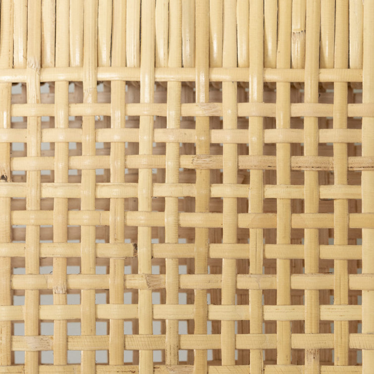 Balka 43" Black and Natural Rattan Teak Bar Stool