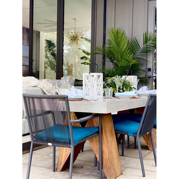 Perpetual Slate Gray 87" Handmade Wood & Concrete Dining Table