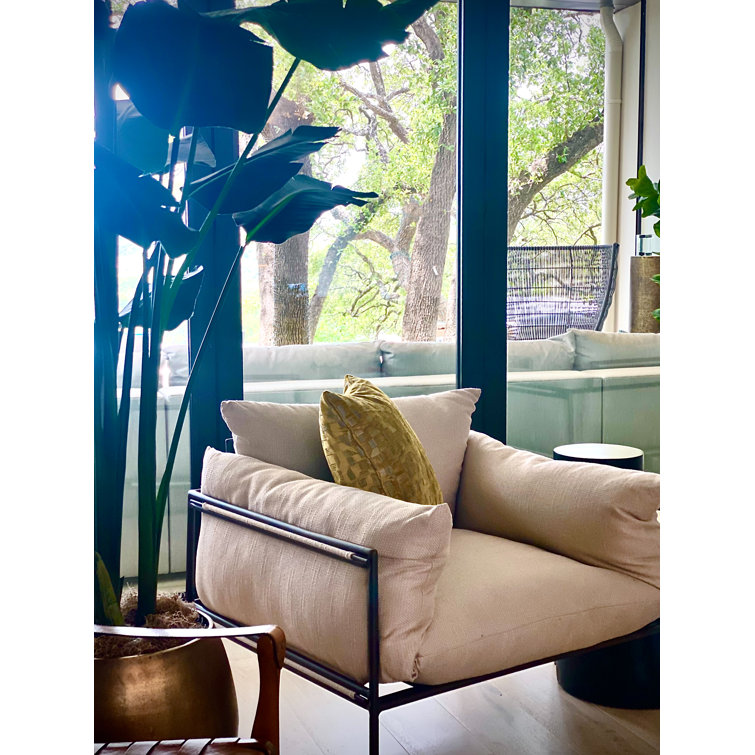 Nut Brown Aluminum Lounge Chair with Wheat Cushions