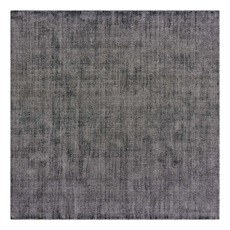 Blackberry and Ivory Hand-Knotted Wool Square Rug