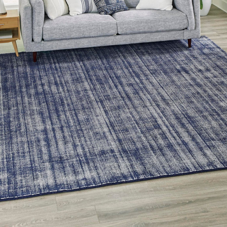 Hand-Knotted Blueberry Wool Square Indoor Rug