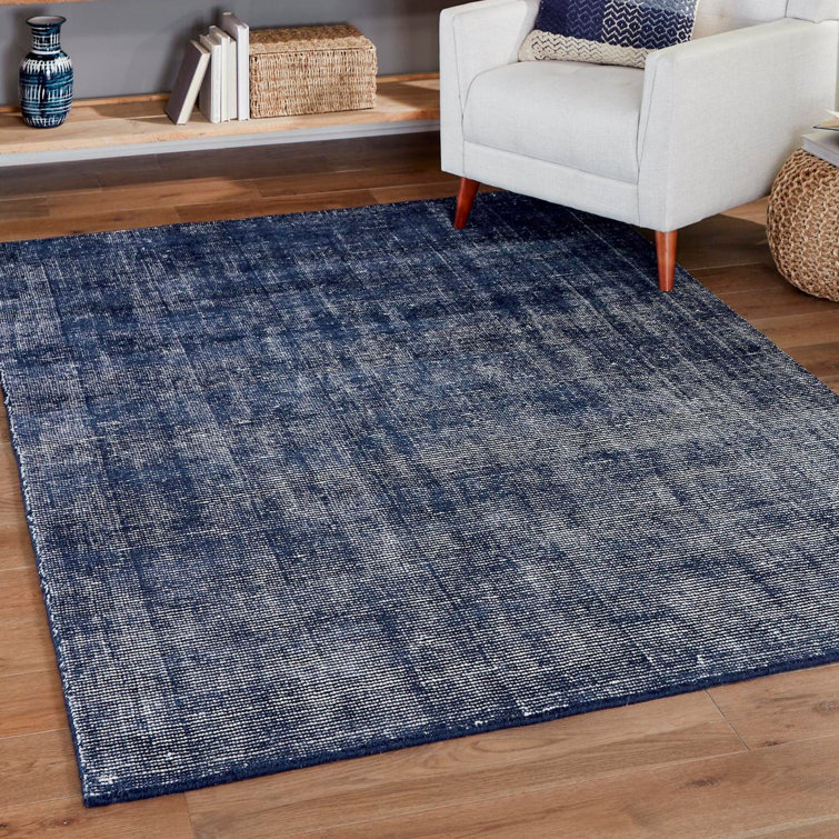 Blueberry Hand-Knotted Wool Rectangular Indoor Rug