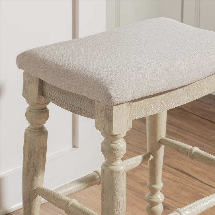 Elegant Marino 25" White Washed Wood Backless Counter Stool