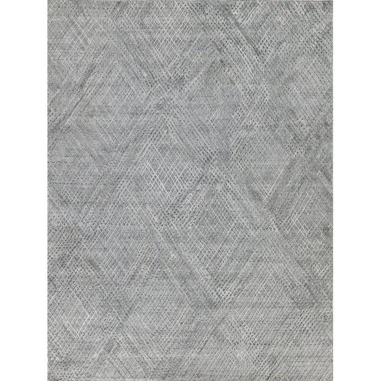 Handmade Crescendo Geometric Gray Viscose Area Rug 12' x 15'