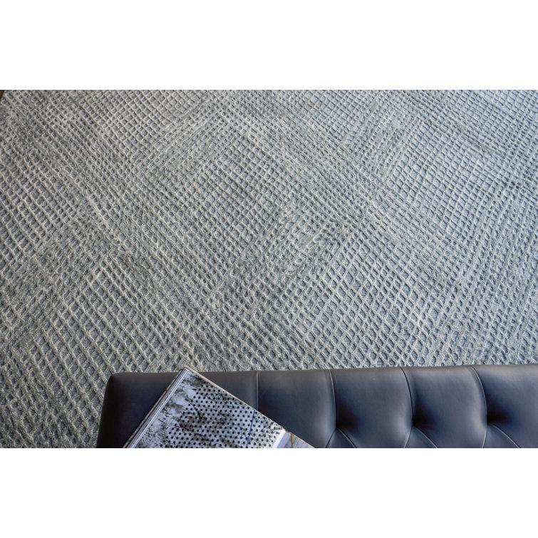 Handmade Gray Geometric 9' x 12' Viscose Area Rug