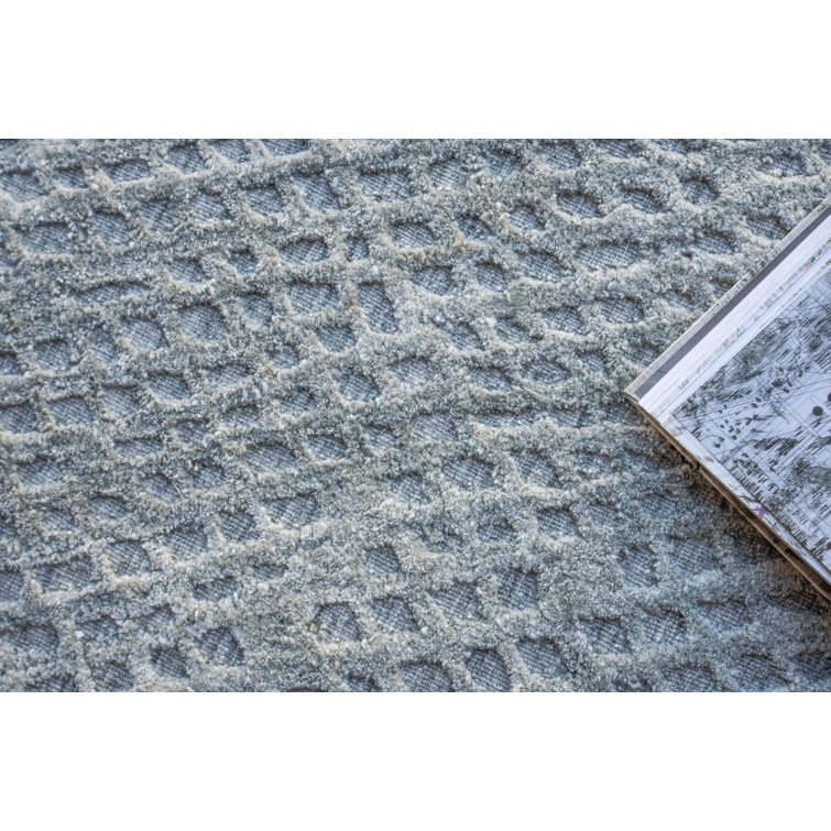 Handmade Gray Geometric 9' x 12' Viscose Area Rug