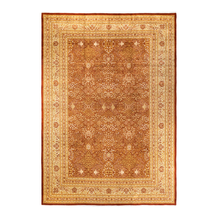 Hand-Knotted Oversized Orange Wool Traditional Area Rug