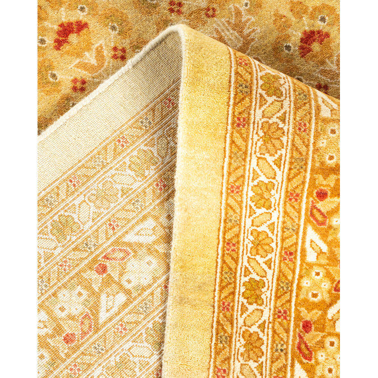 Hand-Knotted Ivory Wool Oriental 12'1" x 17'5" Rug