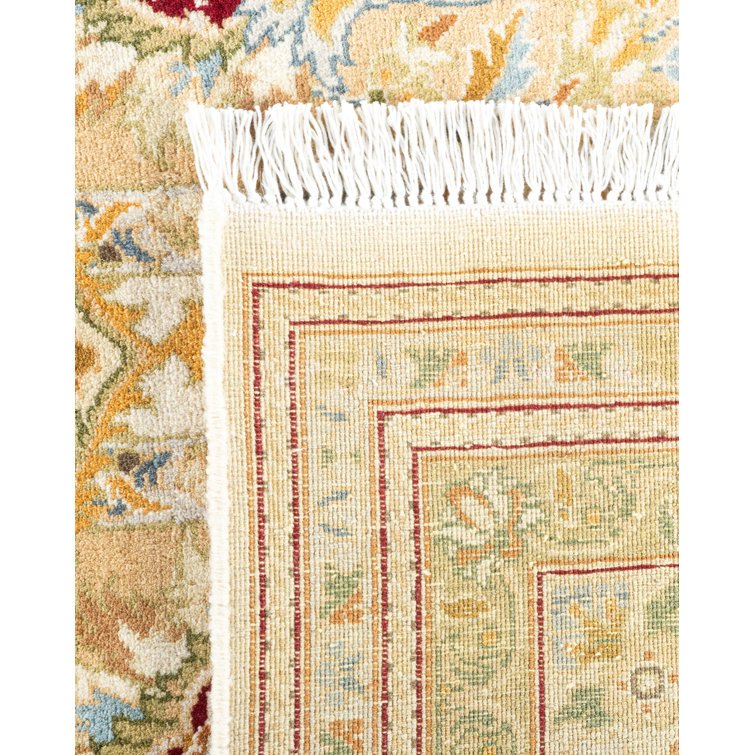 Elegant Ivory Wool Hand-Knotted Traditional 8' x 10' Area Rug