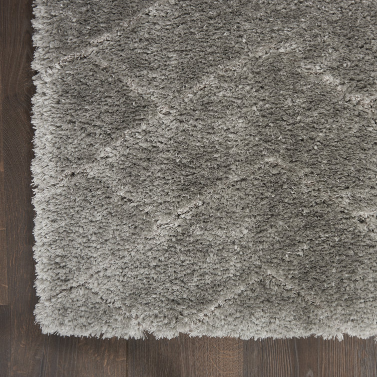 Gray Chevron Pattern Shag Area Rug 5'3" x 7'3"