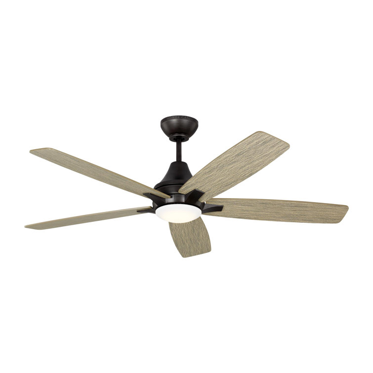 Melva Aged Gray 52'' Solid Wood 5-Blade Ceiling Fan with LED Light and Remote