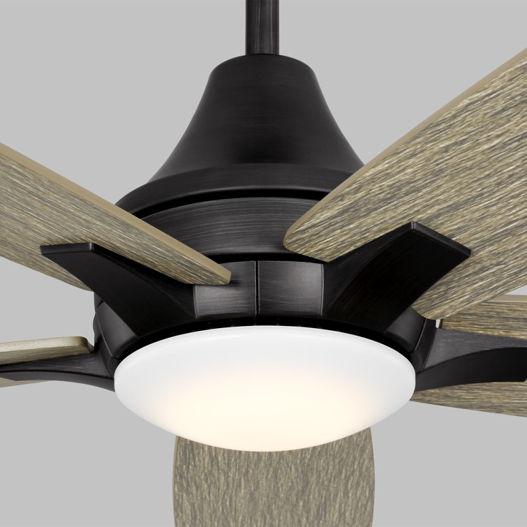 Melva Aged Gray 52'' Solid Wood 5-Blade Ceiling Fan with LED Light and Remote