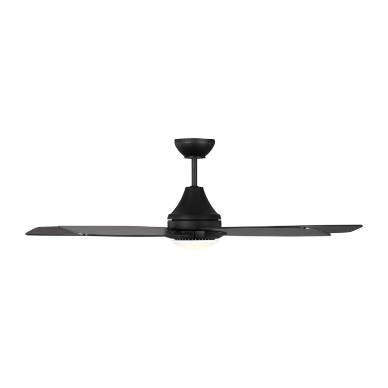 Midnight Black 52'' Solid Wood 5-Blade Ceiling Fan with LED Light and Remote