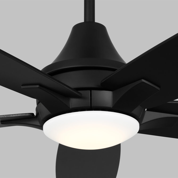 Midnight Black 52'' Solid Wood 5-Blade Ceiling Fan with LED Light and Remote