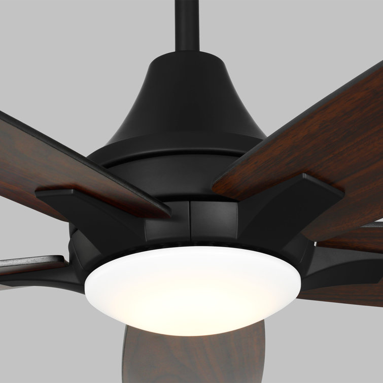 Midnight Black 52'' Solid Wood 5-Blade Ceiling Fan with LED Light and Remote