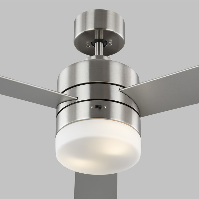 Adna 44'' Brushed Silver Ceiling Fan with Light Kit and Glass Shade