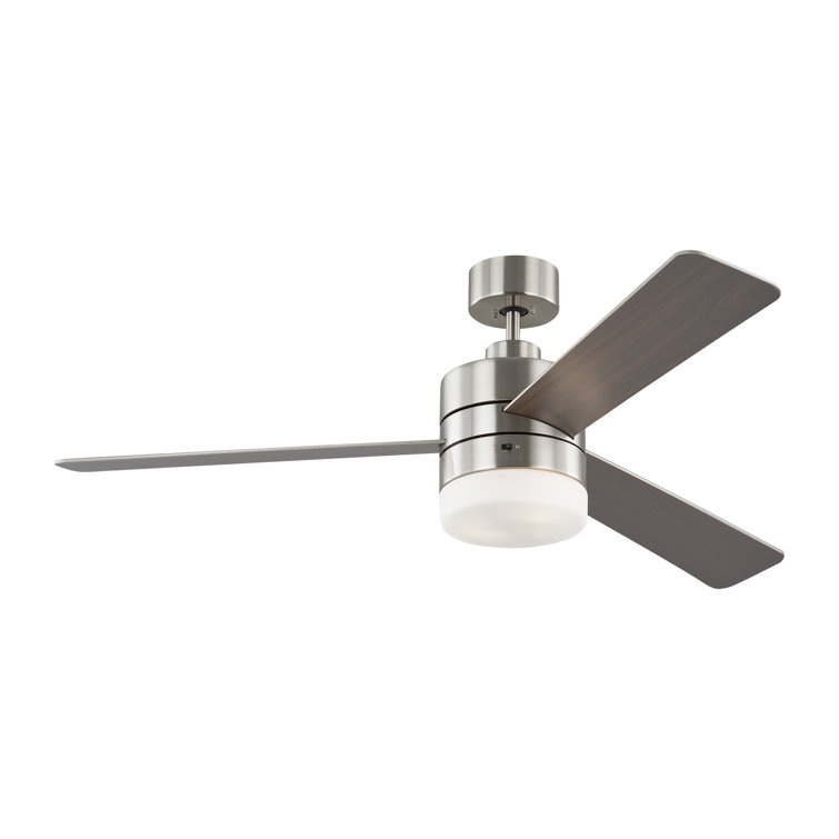 Brushed Steel 52'' Ceiling Fan with Solid Wood Blades and Light Kit