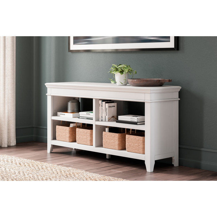Distressed Whitewash 60" Transitional Home Office Desk