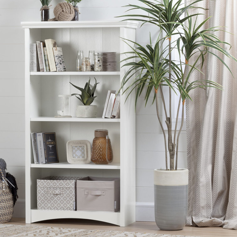 Pure White Adjustable 4-Shelf Wooden Bookcase