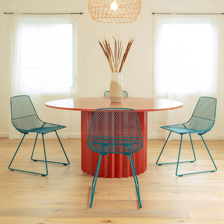 Peacock Blue Metal Wire Dining Chair
