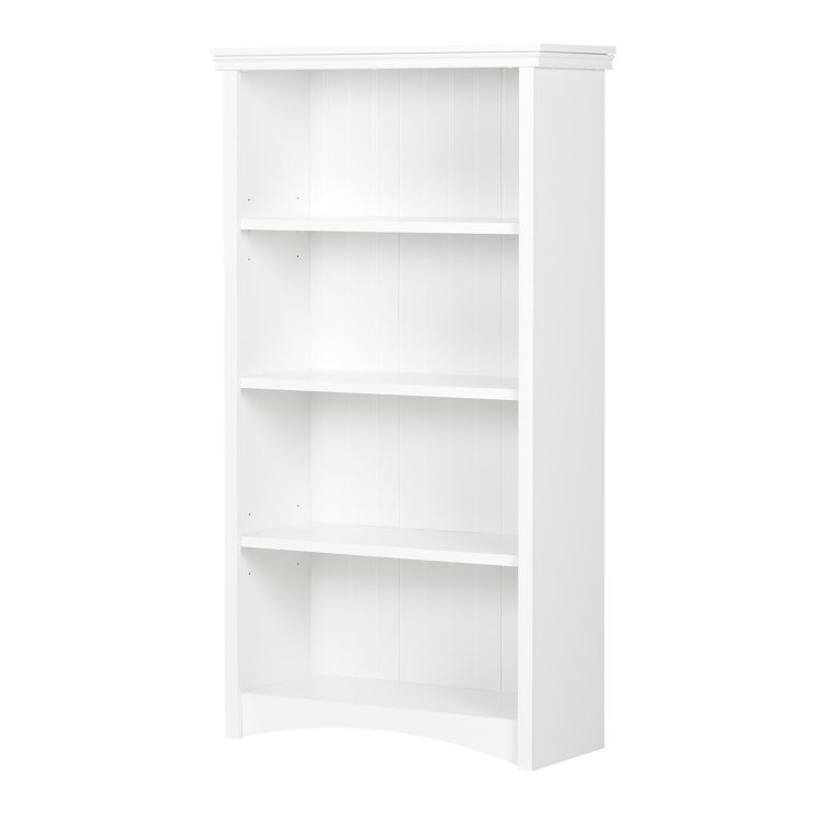 Pure White Adjustable 4-Shelf Wooden Bookcase