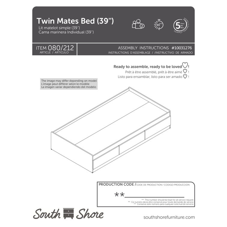 White Twin Wood Frame Platform Bed with Storage Drawers