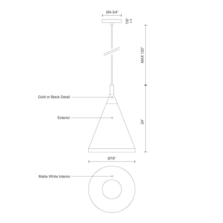 24" White and Brushed Nickel Aluminum Pendant Light