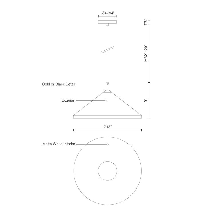 Brushed Nickel and White Aluminum Drum Pendant Light, 18 in