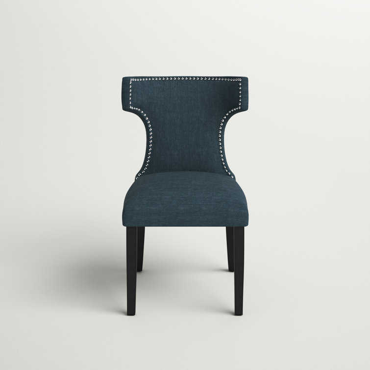 Azure Upholstered Parsons Side Chair with Black Wood Legs