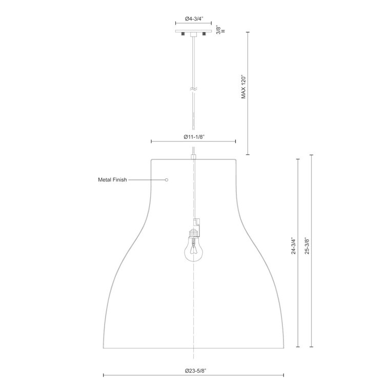 Cradle Tapered 25" Aluminum Black Pendant with Matte White Interior