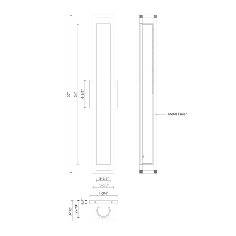 Lochwood 27'' Black LED Vanity Wall Sconce with Opal Glass Diffuser