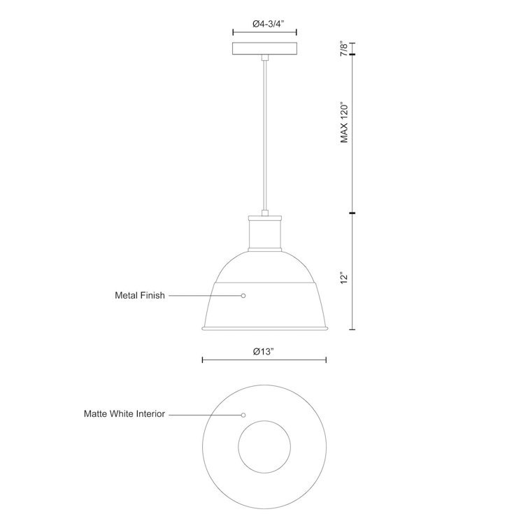 Indigo Blue Modern Aluminum Dome Pendant Light
