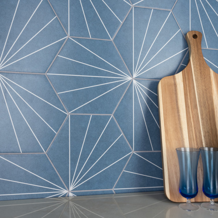 Aster Blue Hexagon Porcelain Wall & Floor Tile