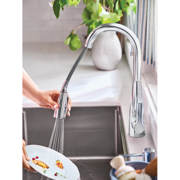 Chrome Touchless Single-Handle Pull-Down Kitchen Faucet with Soap Dispenser