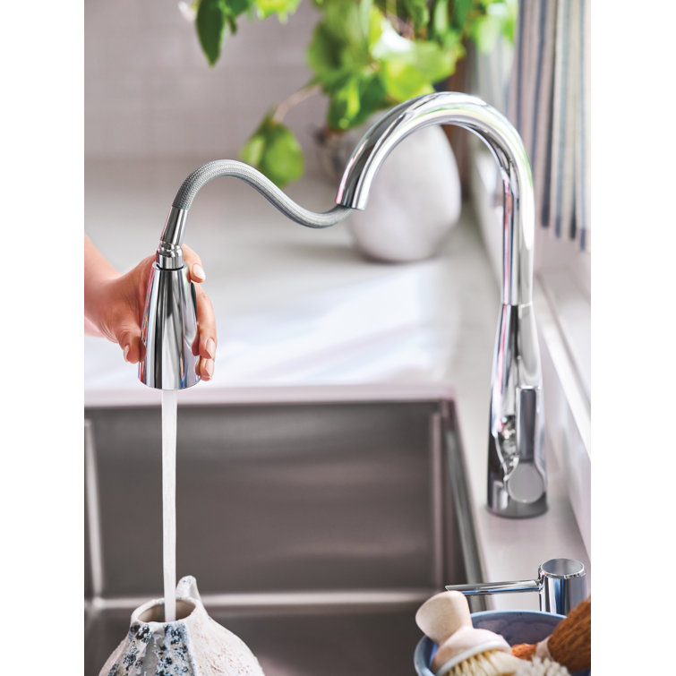 Chrome Touchless Single-Handle Pull-Down Kitchen Faucet with Soap Dispenser