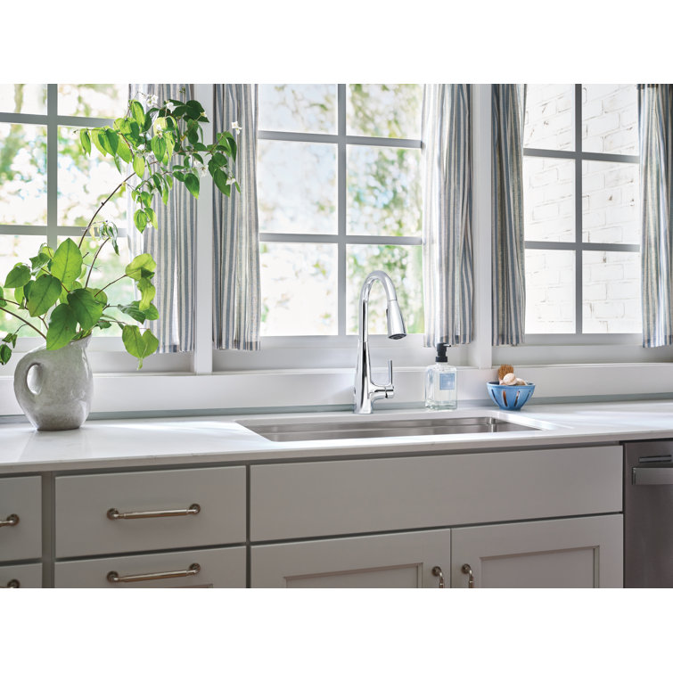 Chrome Touchless Single-Handle Pull-Down Kitchen Faucet with Soap Dispenser
