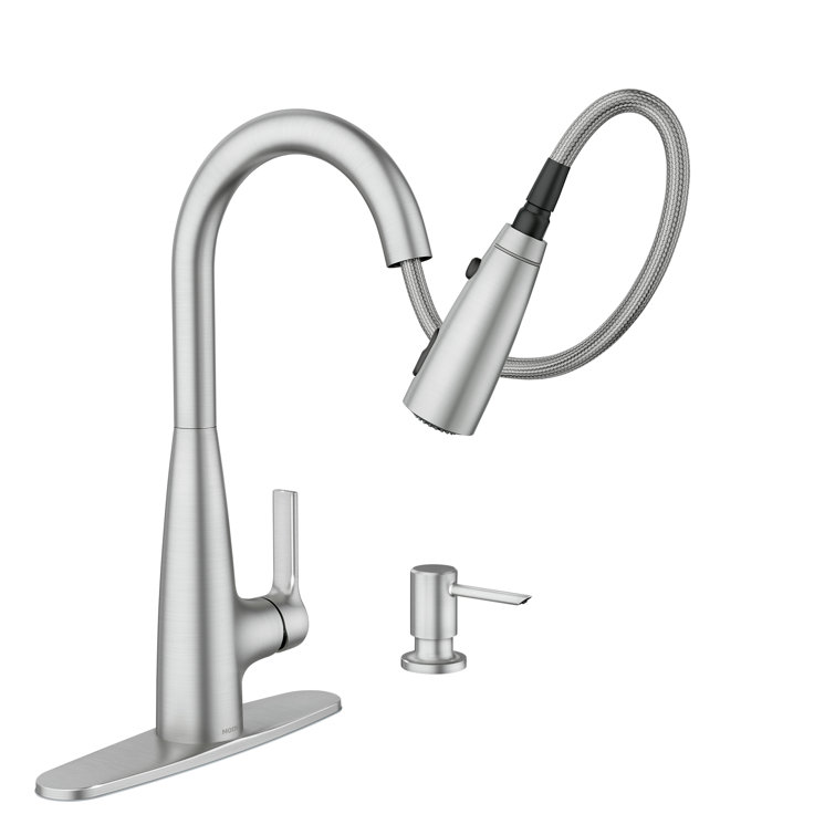 Stainless Steel Single-Handle Pull-Down Kitchen Faucet with LED Temperature Indicator
