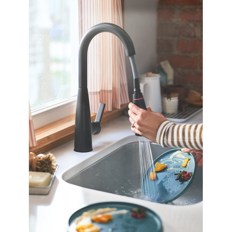 Matte Black Pull-Down Kitchen Faucet with Pull-out Spray