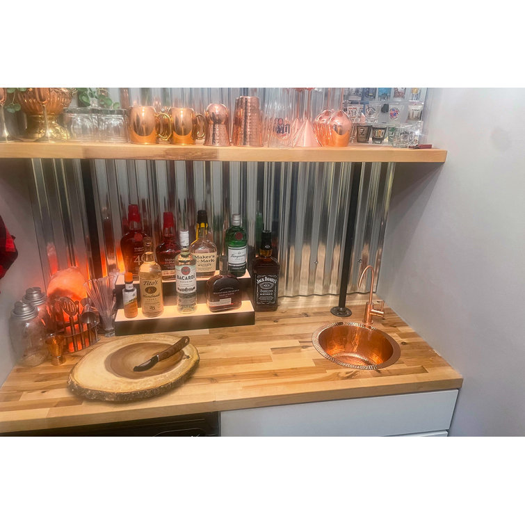 12" Round Hammered Polished Copper Bar Sink