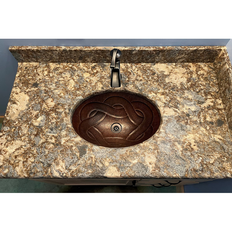 22" Oval Hammered Copper Undermount Bathroom Sink